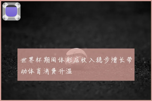 世界杯期间体彩店收入稳步增长带动体育消费升温